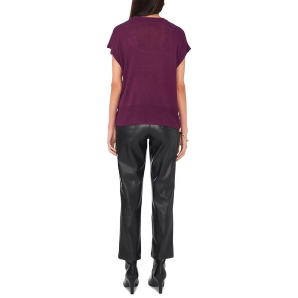 Vince Camuto Women's V-Neck Short-Sleeve Sweater Purple Size XL MSRP $89 - Picture 2 of 4